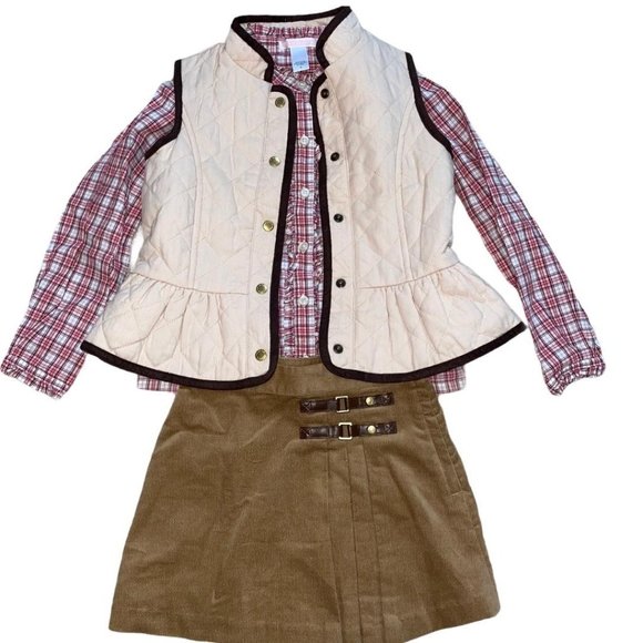 Janie and Jack Equestrian 3 Pc Top/Vest/Skirt outfit Sz 5/6